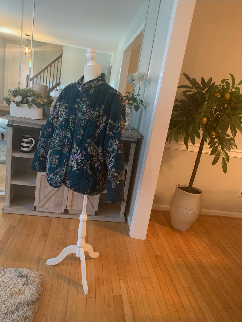 Pappagallo Teal Quilted Paisley Button-Up Jacket - Picture 7 of 10